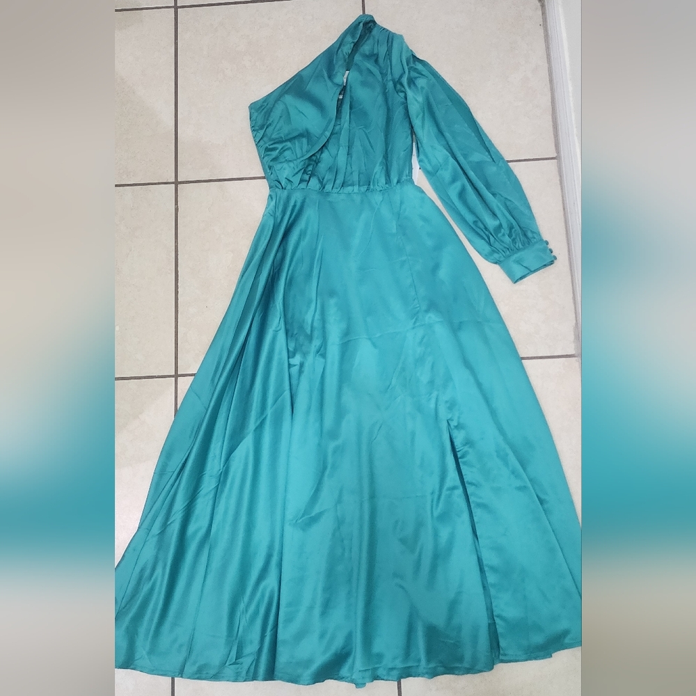 New Alamour‎ Elegant Teal One-Shoulder Dress, S8ze Extra Small.